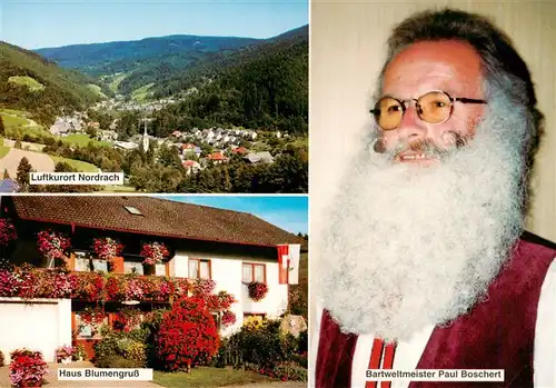 AK / Ansichtskarte  Nordrach Panorama Haus Blumengruss Bartweltmeister Paul Boschert