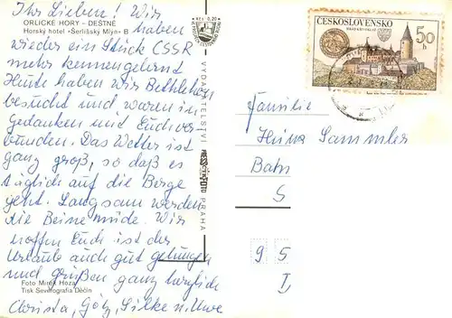 AK / Ansichtskarte  Destne_v_Orlickych_Horach_Deschnei_Adlergebirge_CZ Horsky hotel Serlissky Mlyn