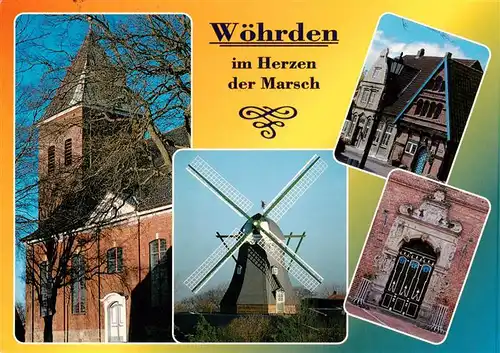 AK / Ansichtskarte 73954289 Woehrden_Dithmarschen Kirche Windmuehle Portal