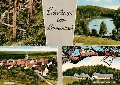 AK / Ansichtskarte 73954303 Kaisersbach__Welzheim Haegelesklinge Ebnisee Ortsansicht mit Kirche Schullandheim Moenchhof