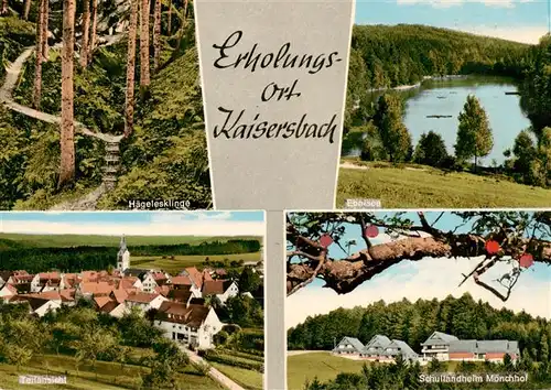 AK / Ansichtskarte  Kaisersbach__Welzheim Haegelesklinge Ebnisee Ortsansicht mit Kirche Schullandheim Moenchhof