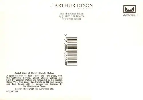 AK / Ansichtskarte  Oxford__Oxfordshire_UK Christ church aerial view