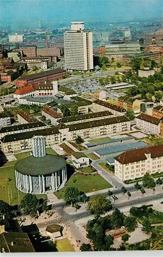 AK / Ansichtskarte  Ludwigshafen__Rhein BASF mit Friedrich Engelhorn Haus und Friedenskirche Fliegeraufnahme