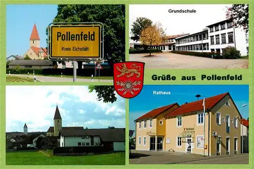 AK / Ansichtskarte  Pollenfeld Kirche Ortsschild Rathaus Grundschule