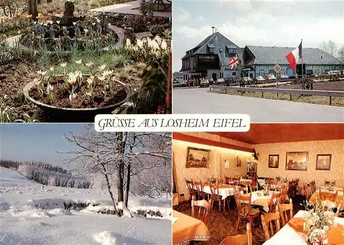 AK / Ansichtskarte 73954448 Losheim_Eifel Hotel Balter Restaurant Garten Winteridyll