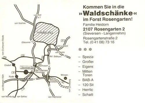 AK / Ansichtskarte 73954462 Rosengarten_Harburg Waldschaenke im Forst Rosengarten Gastraeume 