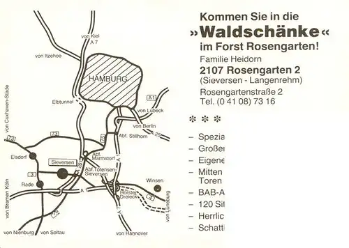 AK / Ansichtskarte  Rosengarten_Harburg Waldschaenke im Forst Rosengarten Gastraeume 