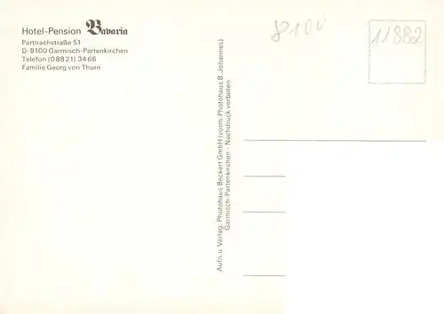 AK / Ansichtskarte  GARMISCH-PARTENKIRCHEN Hotel Pension Bavaria