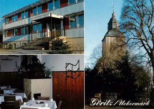 AK / Ansichtskarte  Goeritz_Uckermark Hotel Garni Clubgaststaette Dorfkirche