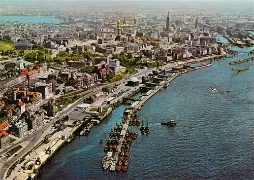 AK / Ansichtskarte  Hamburg Hafen und Stadt Fliegeraufnahme