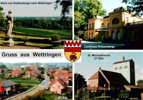 AK / Ansichtskarte  Wettringen_Steinfurt Panorama Blick von Rothenberge Statue Landhaus OT Bilk St. Michaelkirche