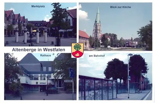 AK / Ansichtskarte  Altenberge_Westfalen Marktplatz Kirche Rathaus Bahnhof