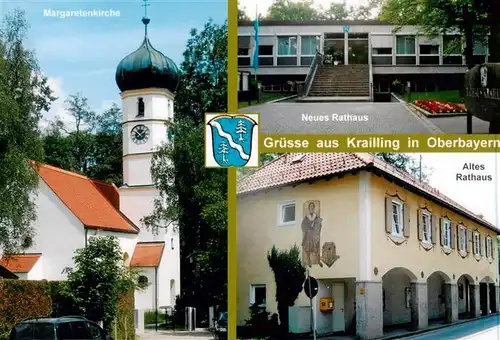 AK / Ansichtskarte 73954682 Krailling Margaretenkirche Altes und neues Rathaus