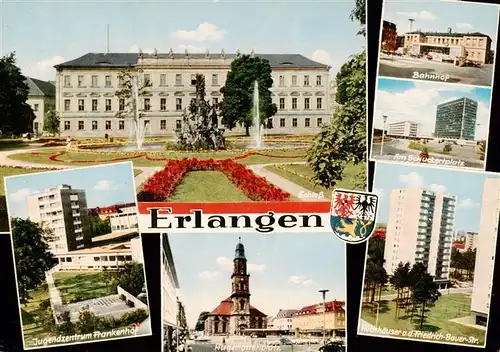 AK / Ansichtskarte  Erlangen Schloss Bahnhof Hochhaeuser Hugenottenplatz Jugendzentrum