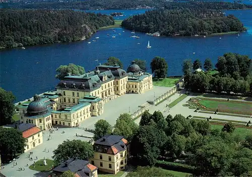 AK / Ansichtskarte  Drottningholm_Sweden Palace beside Lake Maelaren aerial view