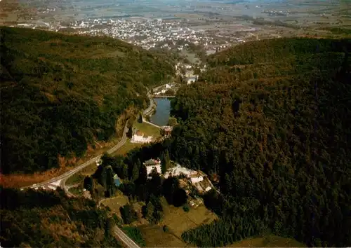 AK / Ansichtskarte 73954833 Bad_Bergzabern Blick ins Kurtal mit dem Parkhotel Pfaelzer Wald und dem Schwanenweiher Fliegeraufnahme 