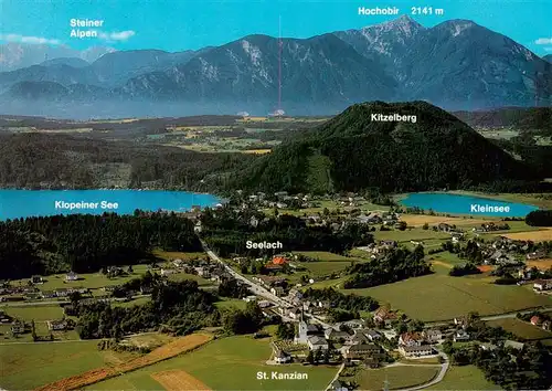 AK / Ansichtskarte  St_Kanzian_Klopeiner_See_Kaernten_AT Fliegeraufnahme mit Ortsblick Klopeiner See und Kleinsee Hochobir und die Steiner Alpen