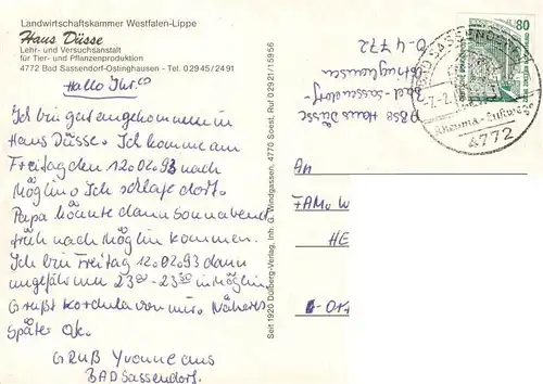 AK / Ansichtskarte 73954921 Ostinghausen Haus Duesse Lehr und Versuchsanstalt fuer Tier und Pflanzenproduktion