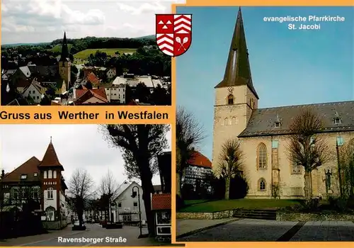 AK / Ansichtskarte  Werther_Westfalen Panorama Ravensberger Strasse Ev Pfarrkirche St Jacobi