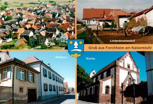 AK / Ansichtskarte 73954945 Forchheim_Breisgau Fliegeraufnahme Lindenburnnenhof Rathaus Kirche