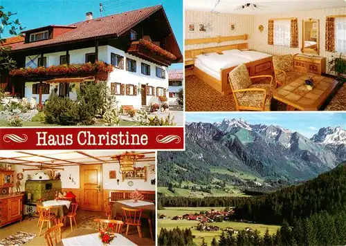 AK / Ansichtskarte  Langenwang_Fischen_Allgaeu Haus Christine Gastraum Gaestezimmer Panorama