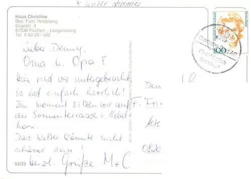 AK / Ansichtskarte  Langenwang_Fischen_Allgaeu Haus Christine Gastraum Gaestezimmer Panorama