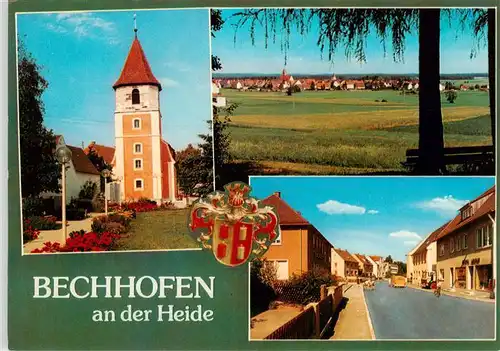AK / Ansichtskarte 73955191 Bechhofen_Mittelfranken Kirche Panorama Ortsstrasse