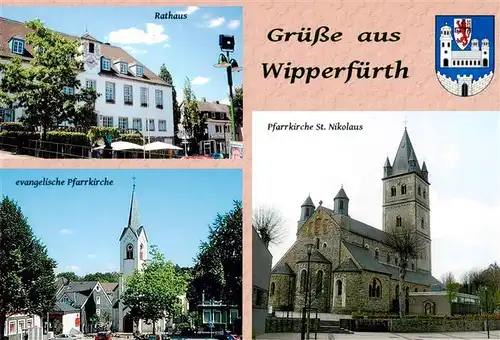 AK / Ansichtskarte  Wipperfuerth Rathaus Ev Pfarrkirche mit Pfarrkirche St Nikolaus