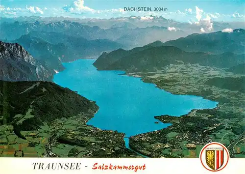 AK / Ansichtskarte  Traunsee_Traunstein_Gmunden_Salzkammergut_AT Fliegeraufnahme mit Dachstein