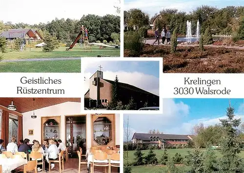 AK / Ansichtskarte  Walsrode_Lueneburger_Heide Geistliches Ruestzentrum Krelingen Tagungsstaette Park Brunnen Gaststube