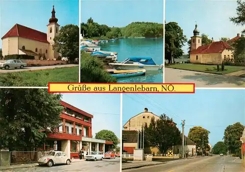 AK / Ansichtskarte  Langenlebarn_Niederoesterreich_AT Kirche Donaulaende Kapelle Gasthof Zum roten Wolf Wiener Strasse