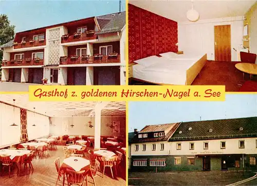 AK / Ansichtskarte 73955273 Nagel_Fichtelgebirge_Oberfranken Gasthof zum goldenen Hirschen Gastraum Zimmer