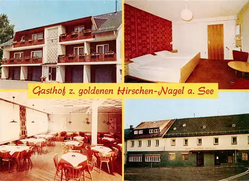 AK / Ansichtskarte  Nagel_Fichtelgebirge_Oberfranken Gasthof zum goldenen Hirschen Gastraum Zimmer