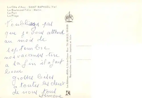 AK / Ansichtskarte  Saint-Raphael__83_Var Le Boulevard Felix Martin