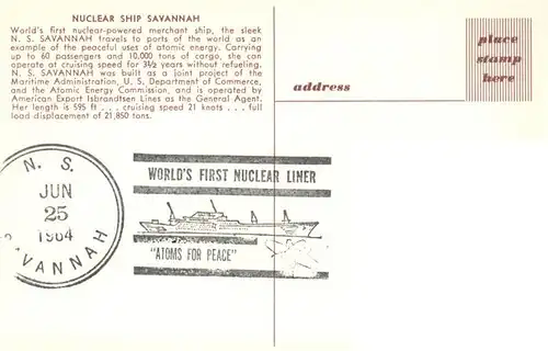 AK / Ansichtskarte  Dampfer_Oceanliner Nuclear Ship Savannah 