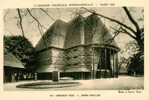 AK / Ansichtskarte 73955305 Exposition_Coloniale_Internationale_Paris_1931 Nr. 109 Cameroun Togo Grand Pavillon
