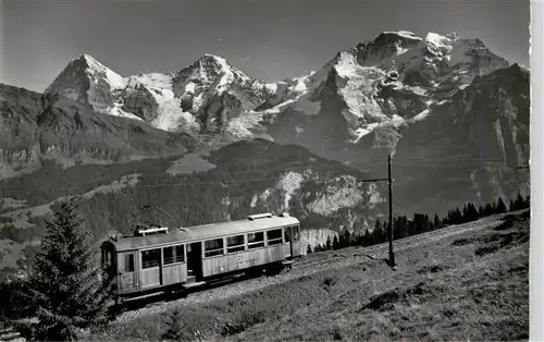 AK / Ansichtskarte  Zahnradbahn_Rack_Railway-- Muerrenbahn Muerren Eiger Moench Jungfrau