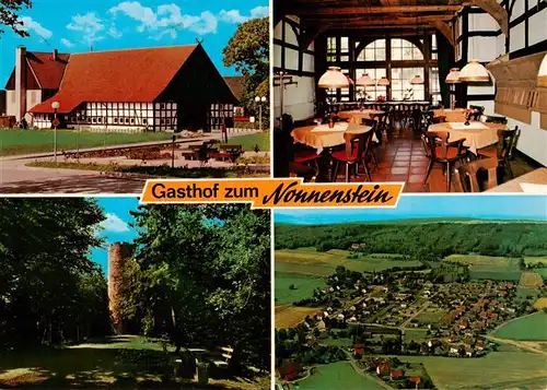 AK / Ansichtskarte  Roedinghausen Gasthof zum Nonnenstein Gastraum Turm Luftaufnahme