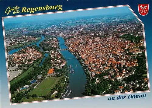 AK / Ansichtskarte  REGENSBURG Fliegeraufnahme mit Donau