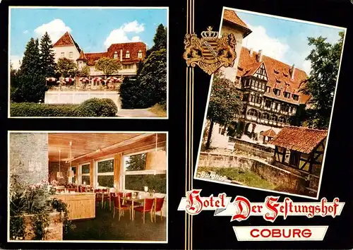 AK / Ansichtskarte 73955474 Coburg_Bayern Hotel Der Festungshof Gastraum Burghof