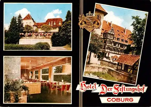 AK / Ansichtskarte  Coburg_Bayern Hotel Der Festungshof Gastraum Burghof