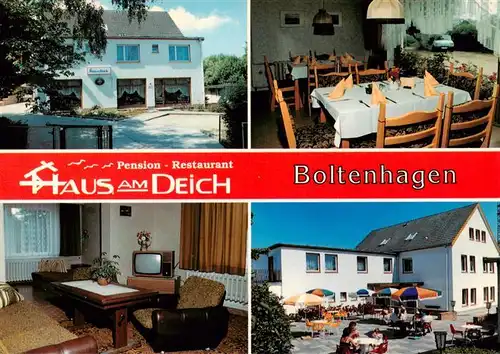 AK / Ansichtskarte 73955484 Boltenhagen_Ostseebad Pension Restaurant Haus am Deich Gastraum Zimmer Terrasse