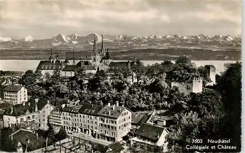 AK / Ansichtskarte  Neuchatel_NE Panorama Collégial et Château et les Alpes
