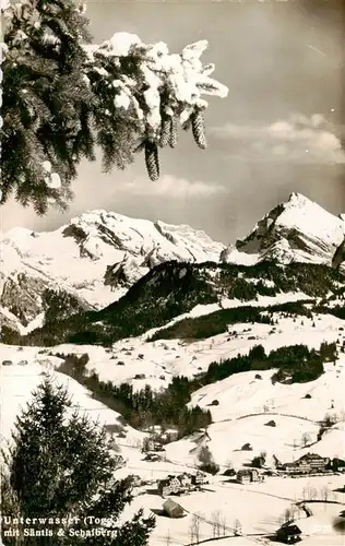 AK / Ansichtskarte  Unterwasser__Toggenburg_SG Winterpanorama mit Saentis und Schafberg Appenzeller Alpen