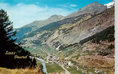AK / Ansichtskarte  Saas-Grund_VS Panorama mit Fletschhorn