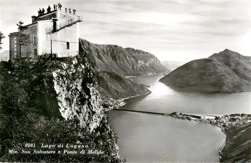 AK / Ansichtskarte  Lago_di_Lugano Monte San Salvatore e Ponte di Melide