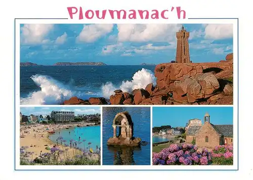 AK / Ansichtskarte  Ploumanac_h Le phare la plage loratoire et la chapelle Saint Guirec