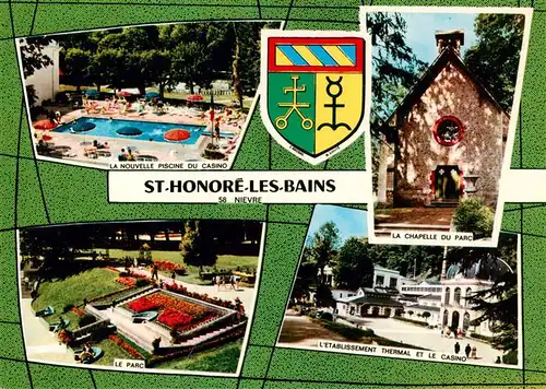 AK / Ansichtskarte  Saint-Honore-les-Bains La nouvelle Piscine du Casino la Chapelle du Parc Le Parc Etablissement Thermal et le Casino