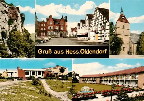 AK / Ansichtskarte 73955829 Hessisch-Oldendorf Ortspartien Marktplatz Schule Sanatorium Kirche