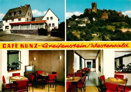AK / Ansichtskarte 73955835 Greifenstein_Wetzlar_Hessen Cafe Kunz Gastraeume Burg